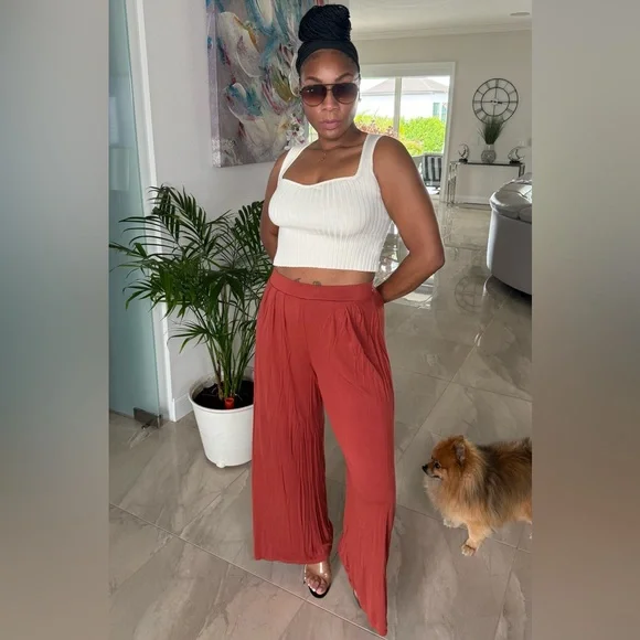 JLUXLABEL Terracotta Wide-Leg Pants - Picture 5 of 6